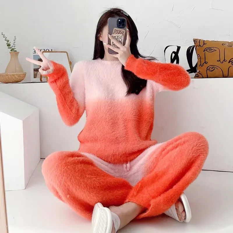 WANANNI Pajama Set Women's Gradient Orange-2