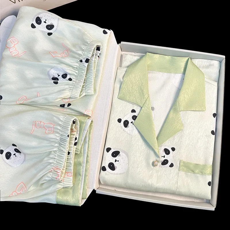 WANANNI Pajama Set Women's Cream Green-5
