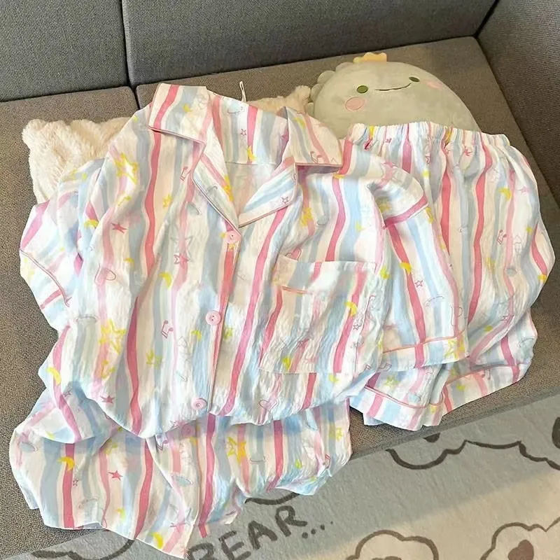 WANANNI Pajama Set Women's Pink Blue-4