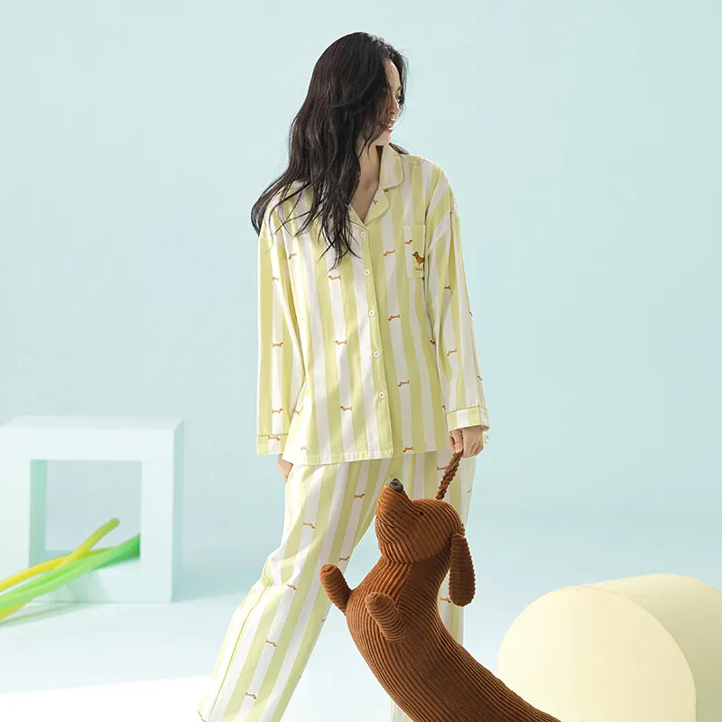 WANANNI Pajama Set Women's Yellow Green-7