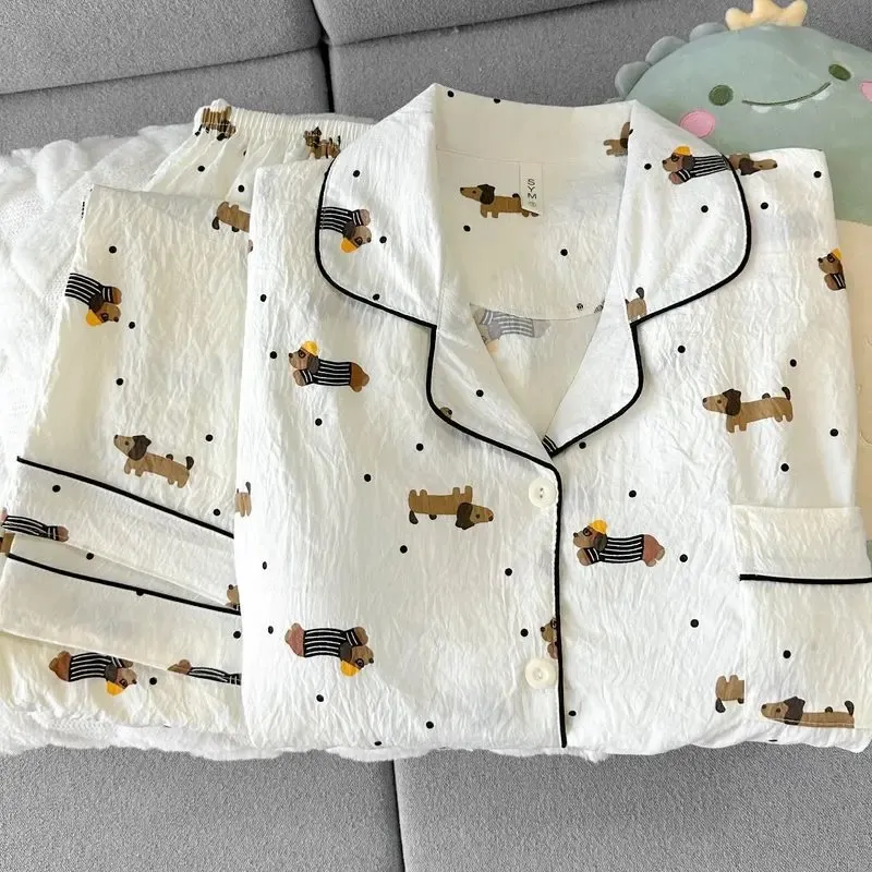 WANANNI Pajama Set Women's Apricot White-2