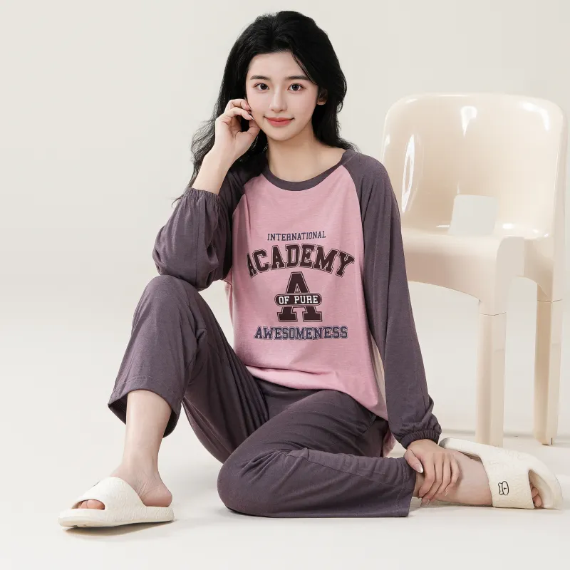 WANANNI Pajama Set Women's Pink Purple-4