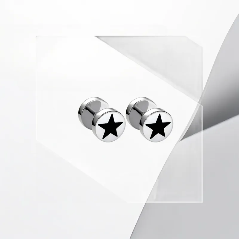 Universe Search Titanium Steel Stud Earrings Women's-6