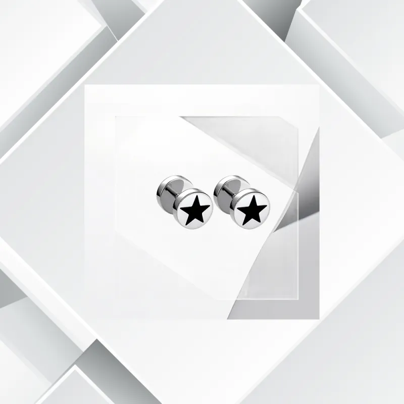 Universe Search Titanium Steel Stud Earrings Women's-5
