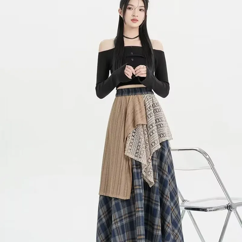 Vine Color Casual Long Skirt Women's-10
