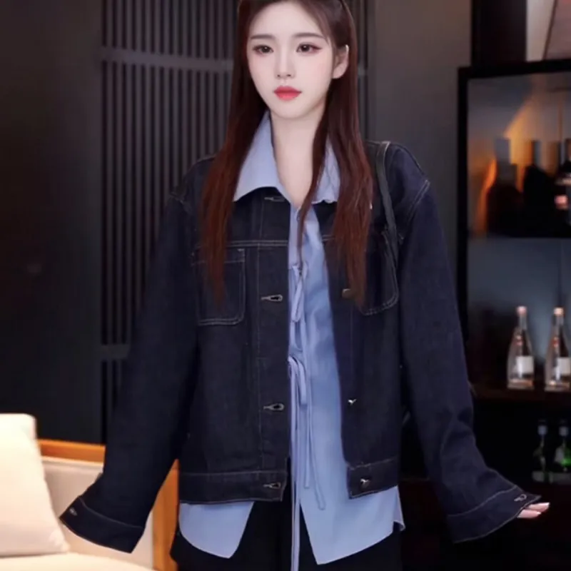 LWLG Denim Jacket Women's Dark Blue-7