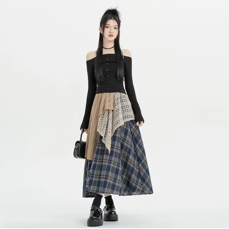 Vine Color Casual Long Skirt Women's-8