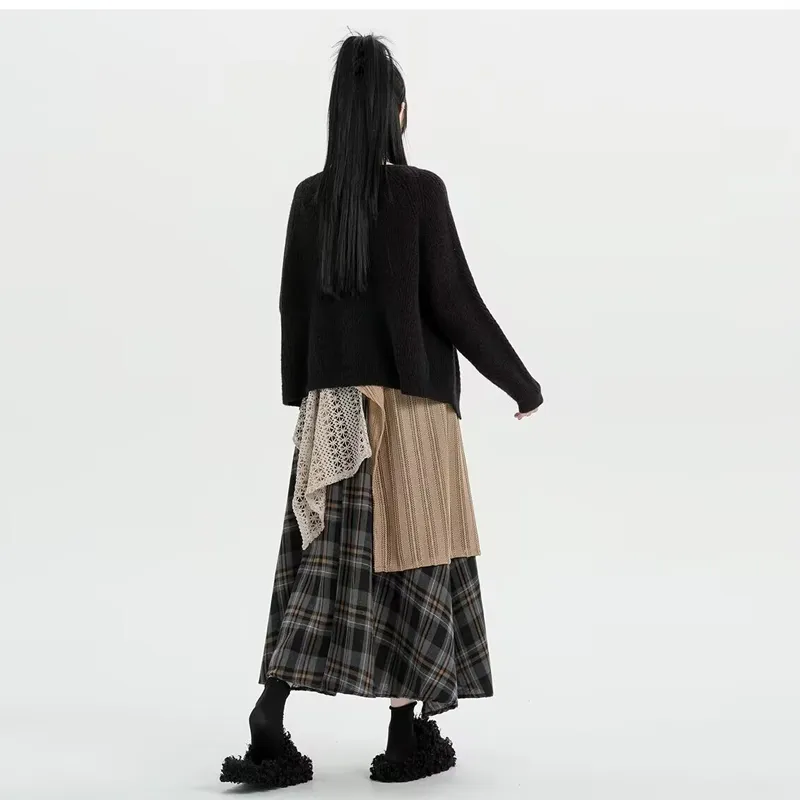 Vine Color Casual Long Skirt Women's-11