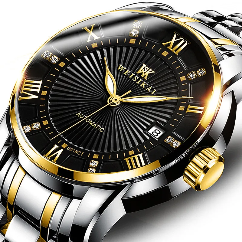 WSK Mechanical Movement Watch Men's Watches White Dial-5