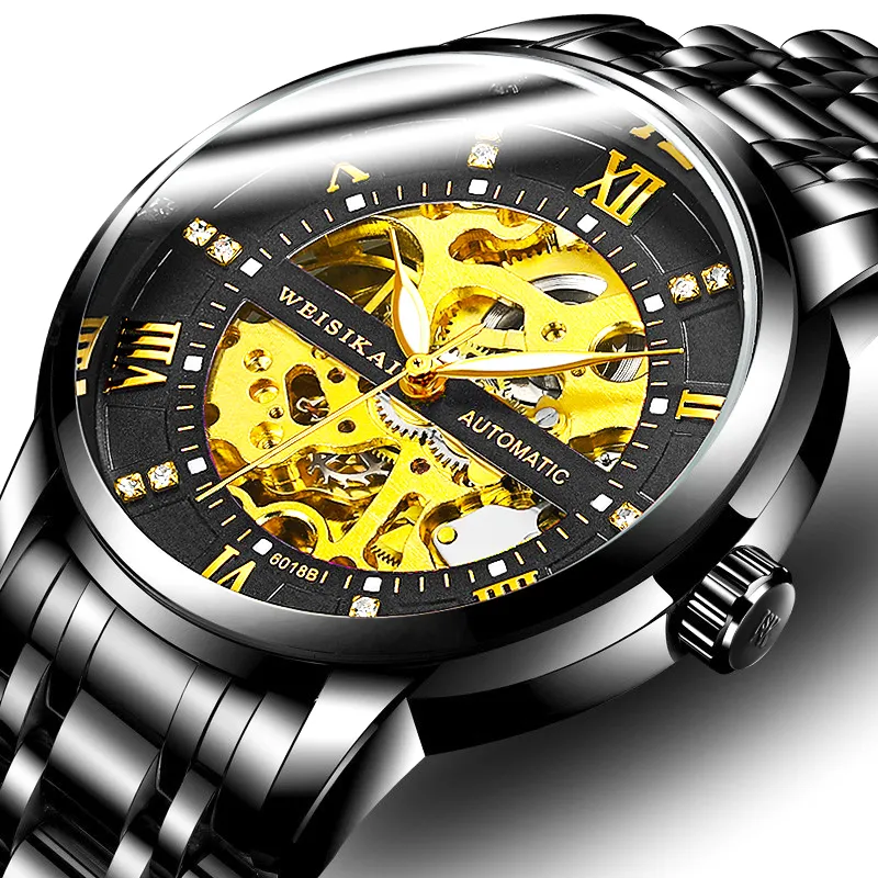 WSK Mechanical Movement Stainless Steel Watchband Men's Watches White Dial-7
