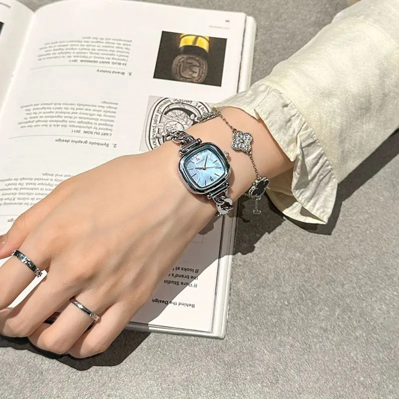 WSK Mechanical Movement Stainless Steel Watchband Watch Women's Watch Mother of Pearl Color Watch Dial-3