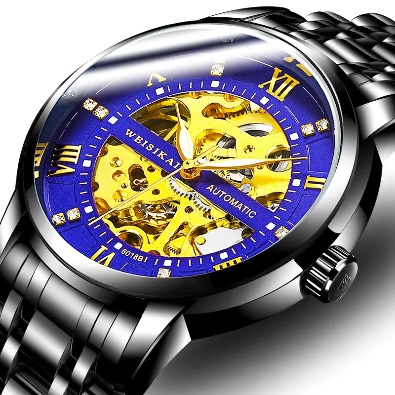 WSK Mechanical Movement Stainless Steel Watchband Men's Watches White Dial-9