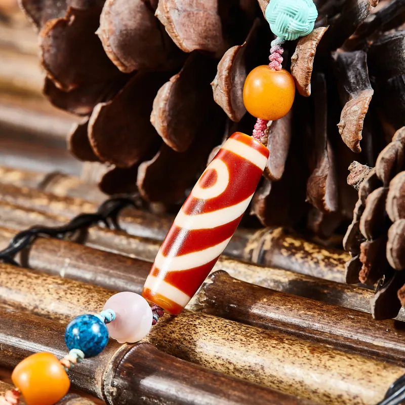 JIUCHAOGUZHU Agate Dzi Bead Necklace Unisex-2
