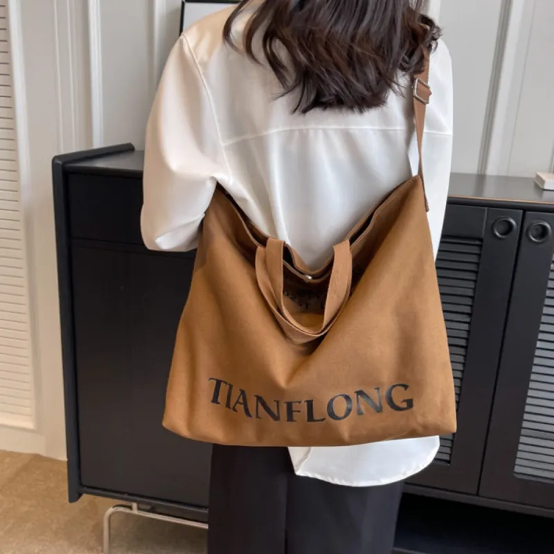 FCTOSSR Canvas Handbags Shoulder Bag Crossbody Bag Regular Unisex Dark Brown/Light Brown/Light Khaki/Coffee-4