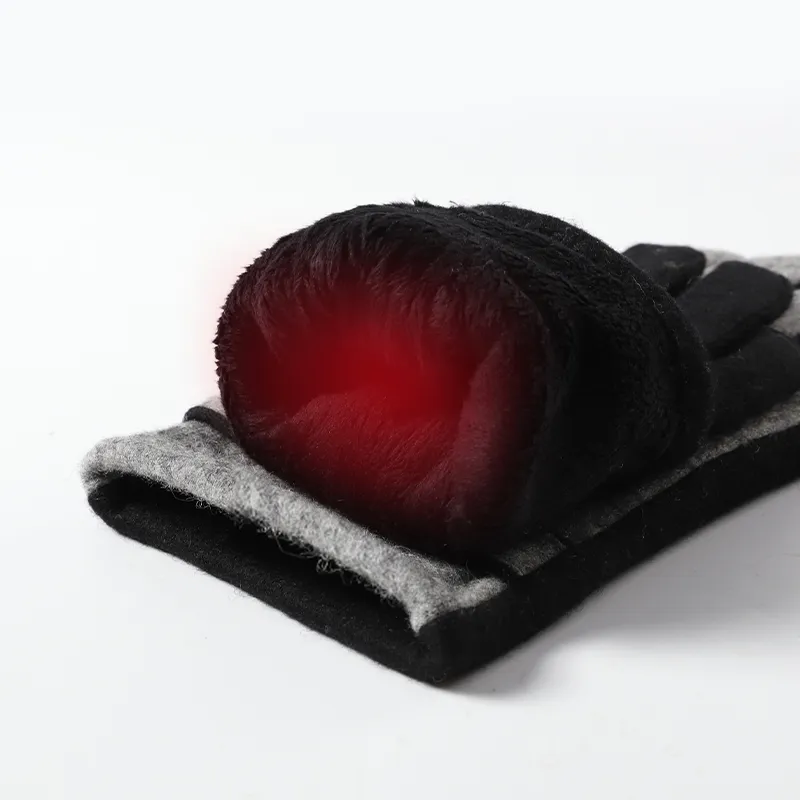 15 MINS 80% Wool 20% Polyester Knit Gloves Men's-6