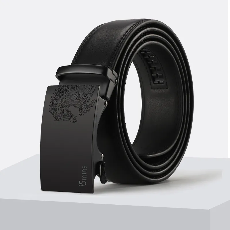 15 MINS Cow Split Leather Belts Men's Width 3.5cm-1