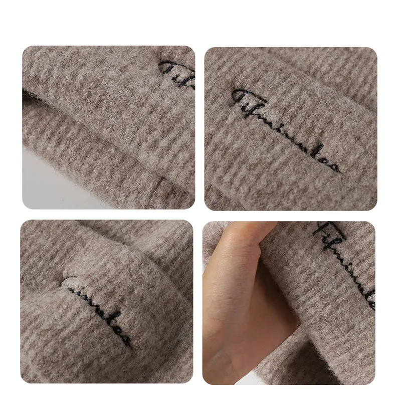 15 MINS Wool Blend Beanies Unisex Ecru Oat Green Black Gray Purple Blue-3