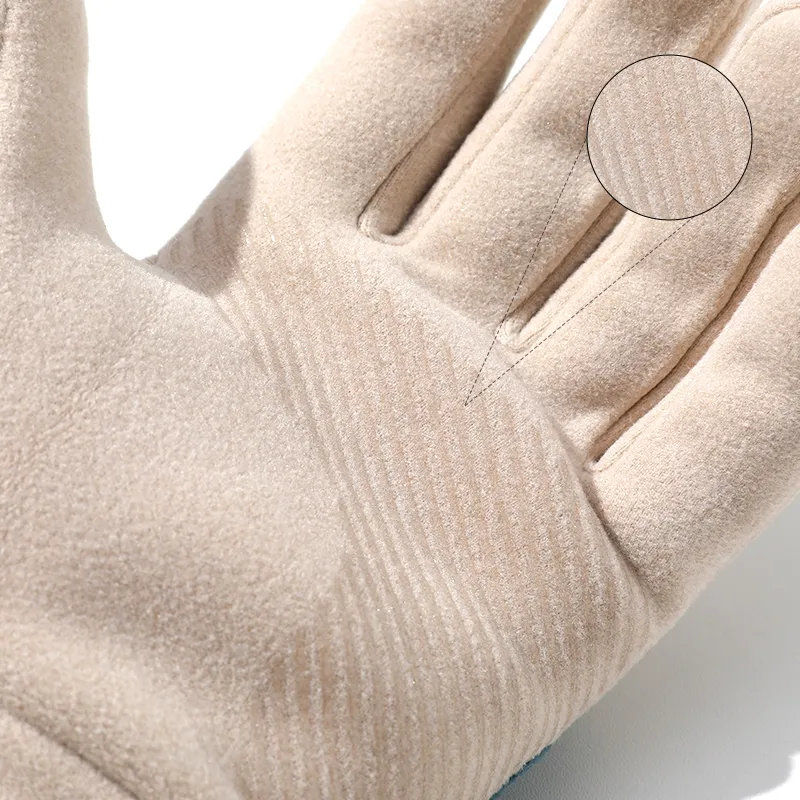 15 MINS Polyester Elastane Knit Gloves Women's Black Dark Gray Khaki Pink-4