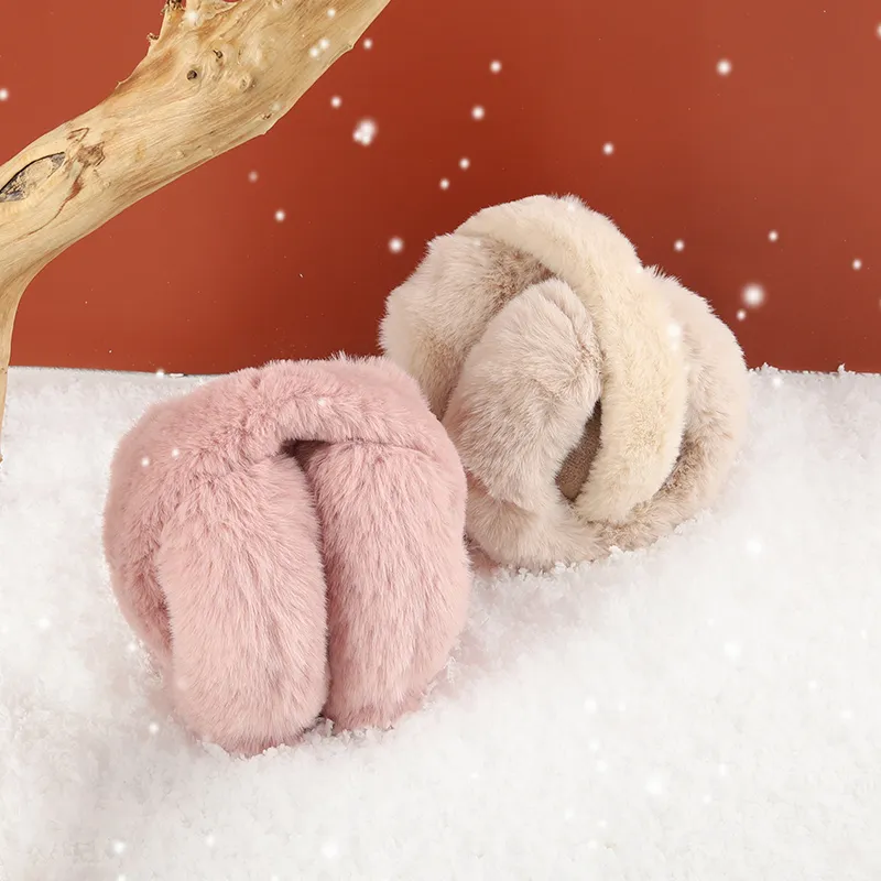 15 MINS Acrylic Earmuffs Unisex Beige Leather Pink Pink Black Coffee Gray-1