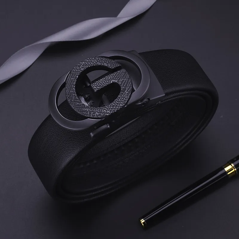 15 MINS Automatic Buckle Belt Suitable For Young Men Business Casual Authentic Leather Belts Men's 3.5cm Width-2