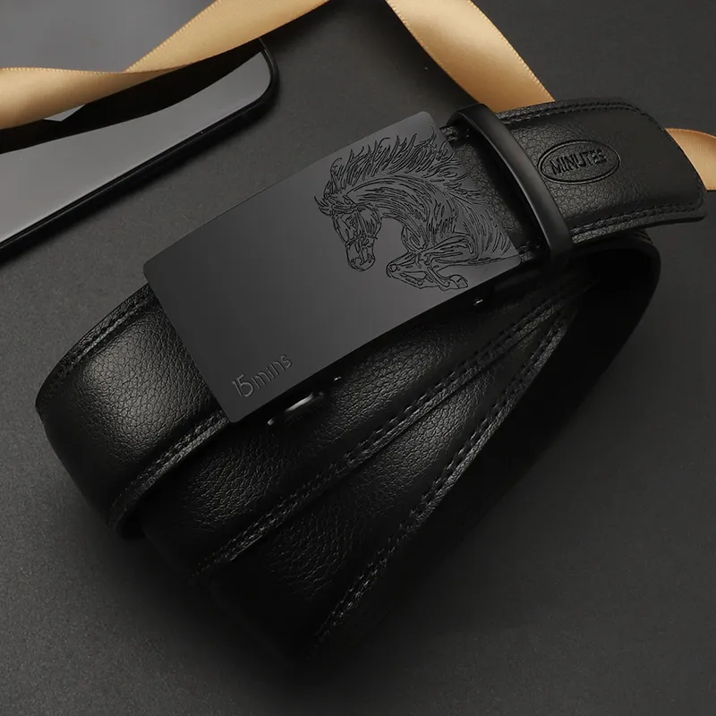 15 MINS Cow Split Leather Belts Men's Width  3.5cm-14