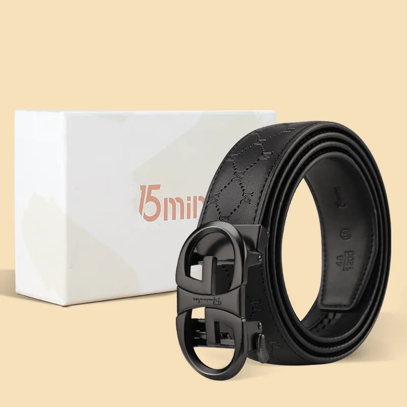 15 MINS Cow Split Leather Belts Men's Width 3.5cm-1