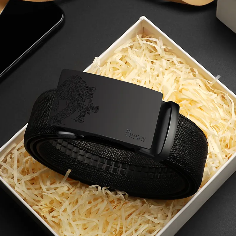 15 MINS Cow Split Leather Belts Men's Width 3.5cm-1
