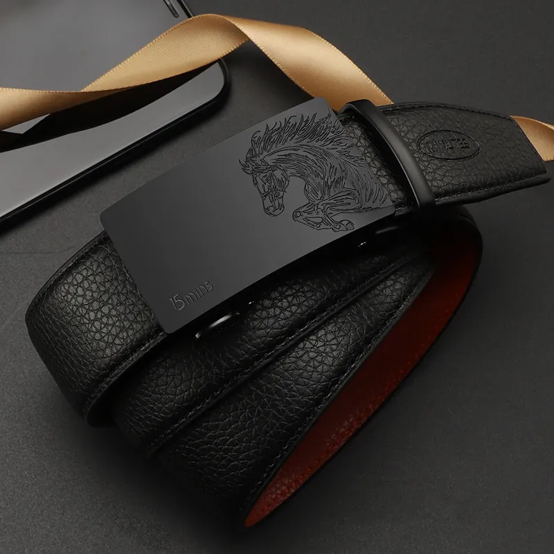 15 MINS Split Cow Leather Cow Split Leather Belts Men's Width  3.5cm-2