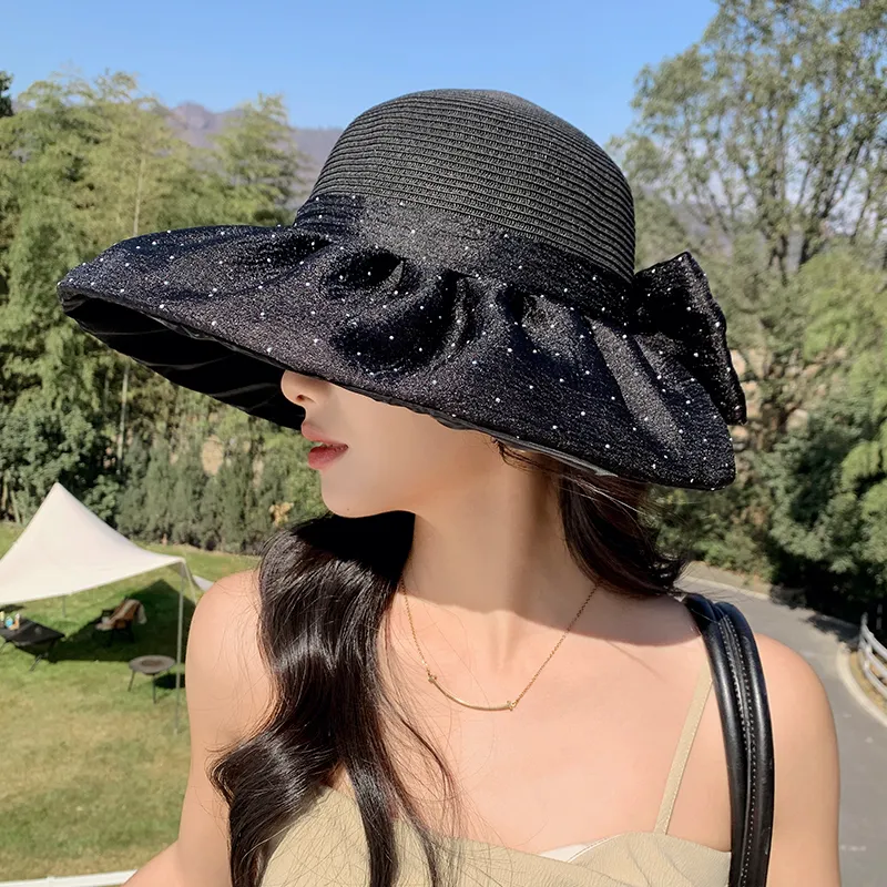 15 MINS Raffia+Polyester Bucket Hats Women's-6