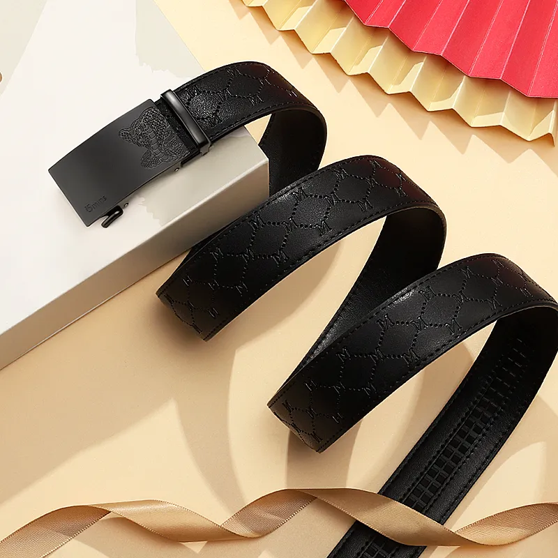 15 MINS Split Cow Leather Belts Men's Width  3.5cm-3