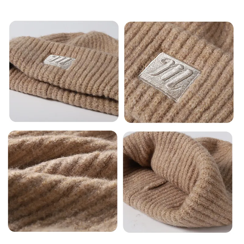 15 MINS Cashmere Blend Beanies Unisex Ecru Oat Gray Black-5