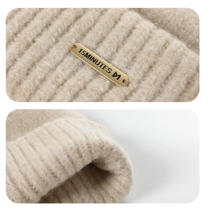 15 MINS 17.9% Nylon 5.6% Spandex 56% Wool 20.6% Polyester 0.9% Acrylic Beanies Unisex Multiple Colors-1