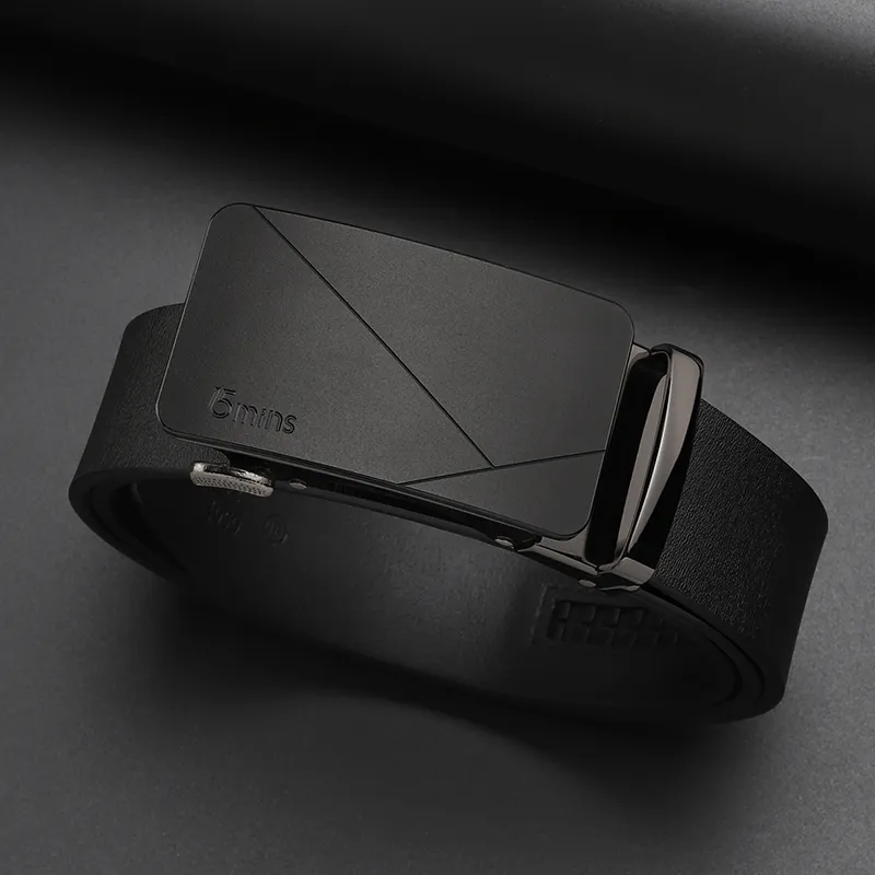 15 MINS Cow Split Leather Belts Men's Width  3.5cm-2