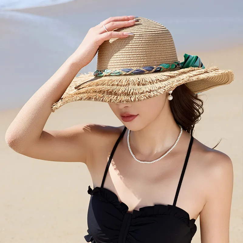15 MINS Paper Reed Sun Protection Hats Women's-12