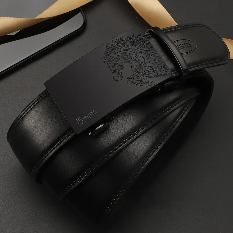 15 MINS Cow Split Leather Belts Men's Width 3.5cm-2