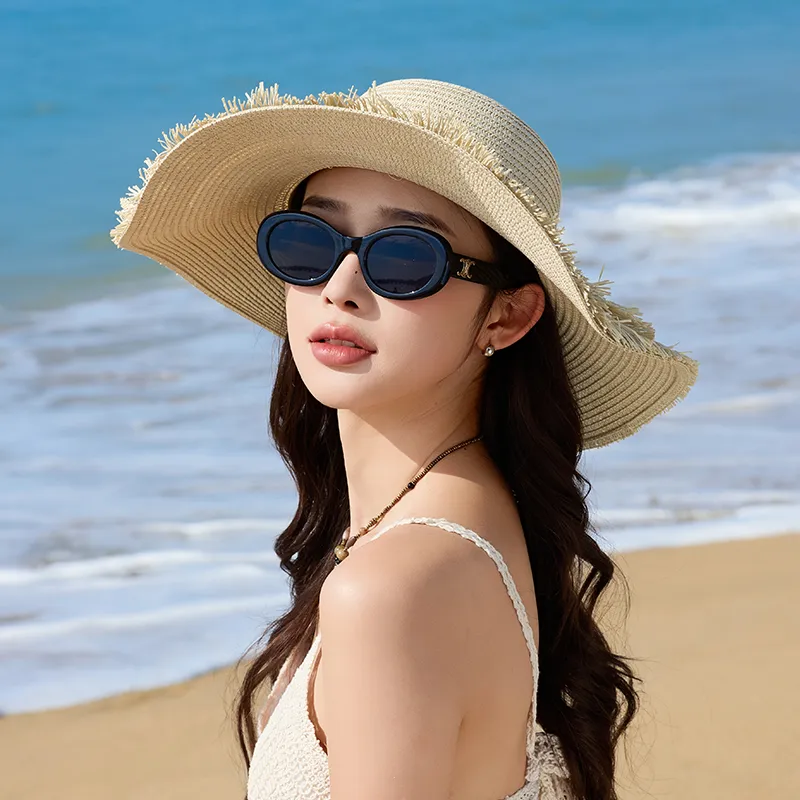 15 MINS Paper Reed Sun Protection Hats Women's-3