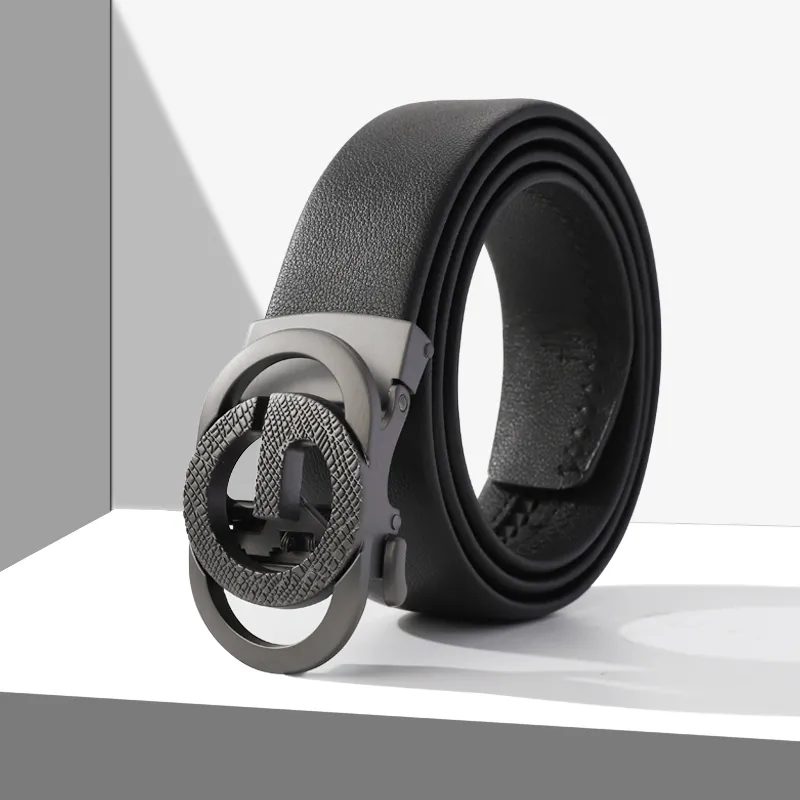 15 MINS Automatic Buckle Belt Suitable For Young Men Business Casual Authentic Leather Belts Men's 3.5cm Width-1