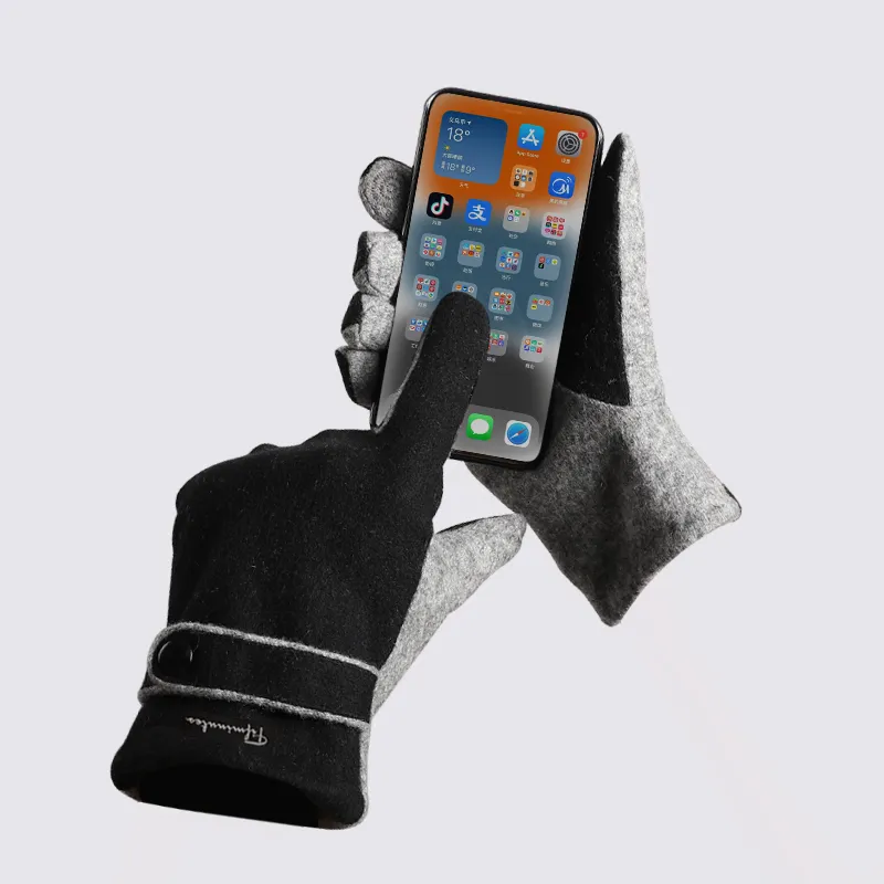 15 MINS 80% Wool 20% Polyester Knit Gloves Men's-3