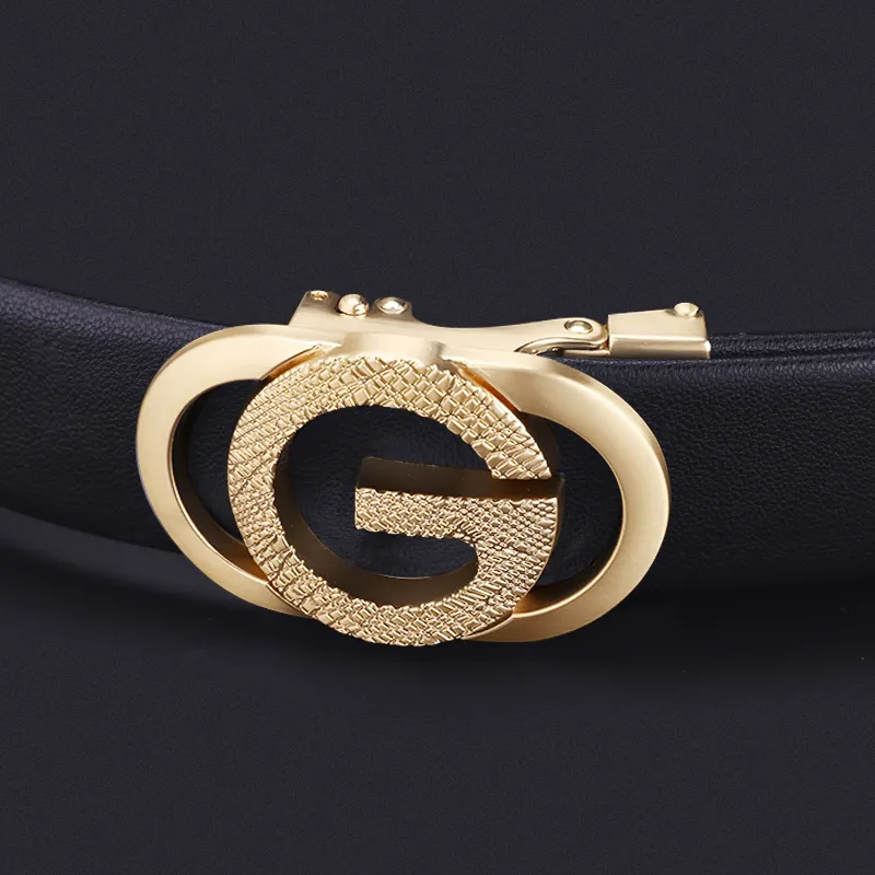 15 MINS High End Automatic Buckle Business Pants Belt Split Cow Leather Belts Men's Black 3.5cm-5