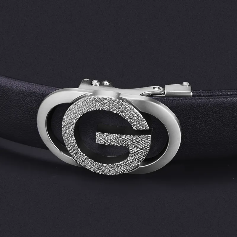 15 MINS High End Automatic Buckle Business Pants Belt Split Cow Leather Belts Men's Black 3.5cm-19