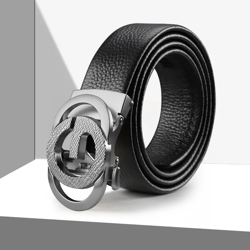 15 MINS High End Trendy Business Fashion Casual Top Grain Cow Leather Leather Belts Men's 3.5cm-4