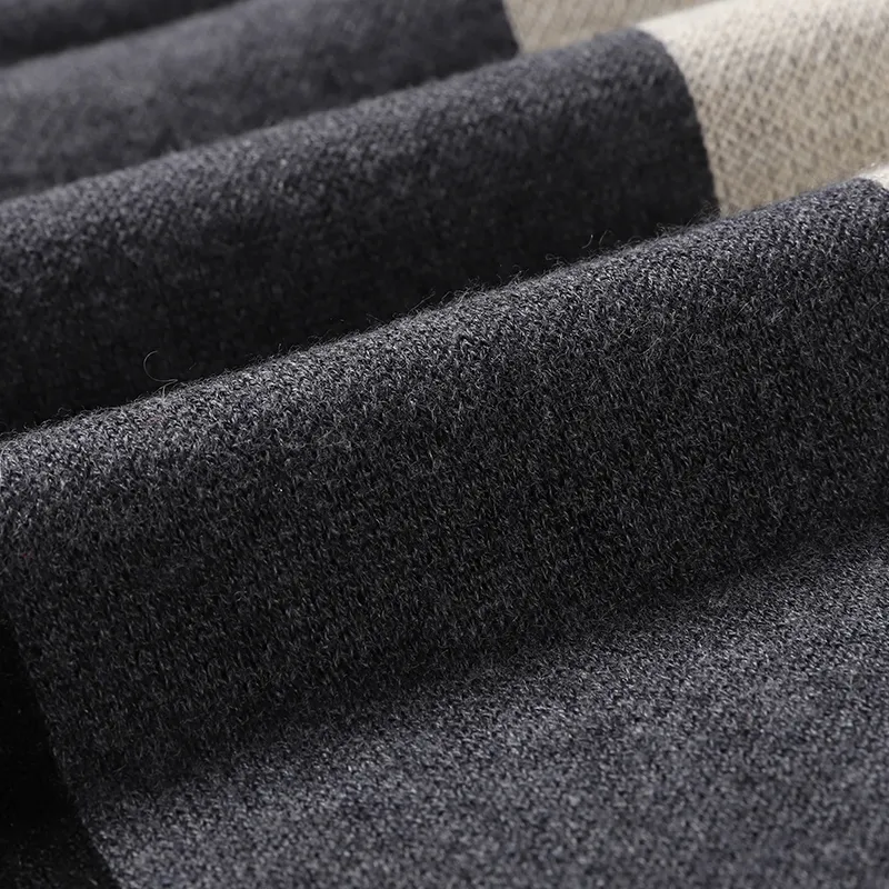 15 MINS Wool Knit Scarves Unisex Black Gray Beige-2