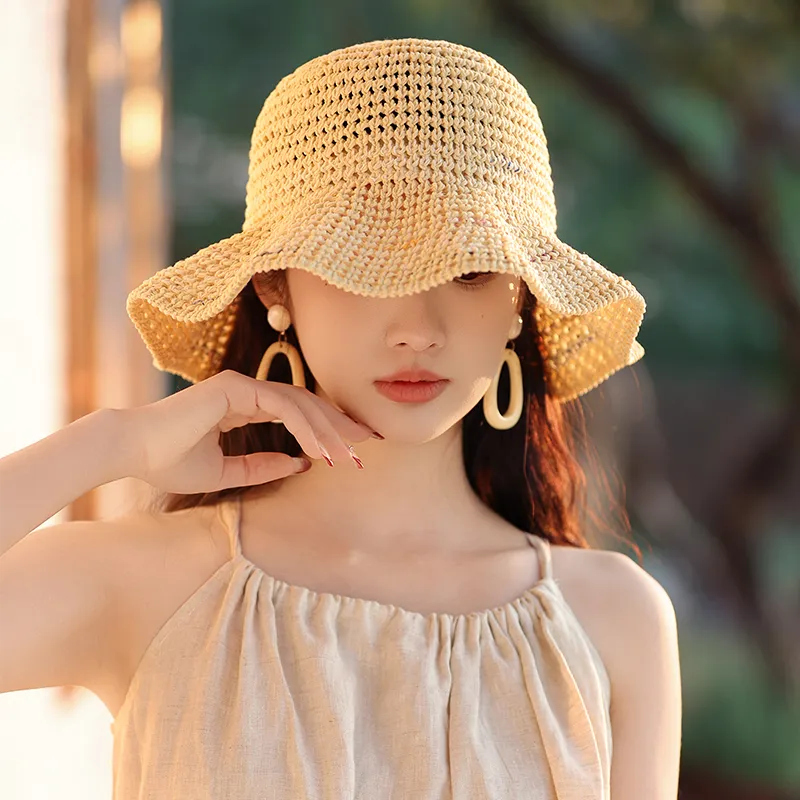 15 MINS Imitation Papyrus Bucket Hats Women's-5
