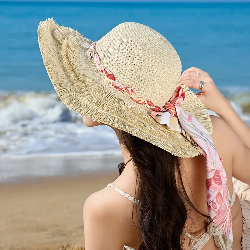 15 MINS Paper Reed Sun Protection Hats Women's-5