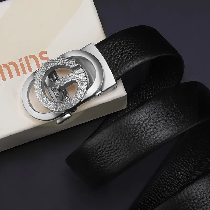 15 MINS High End Trendy Business Fashion Casual Top Grain Cow Leather Leather Belts Men's 3.5cm-5