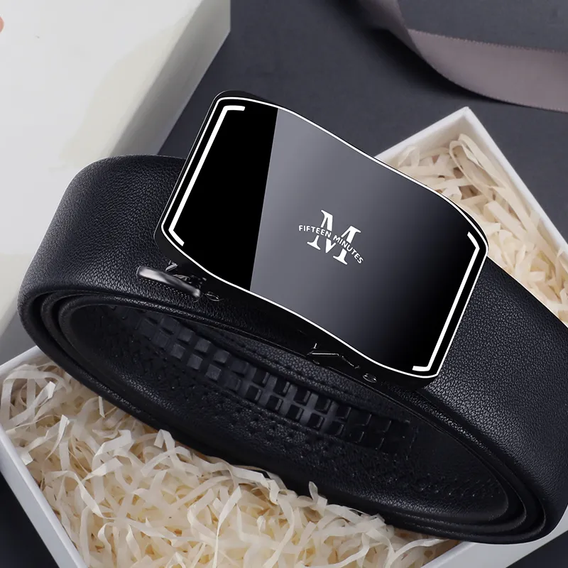 15 MINS Cow Split Leather Belts Men's 3.5cm-1