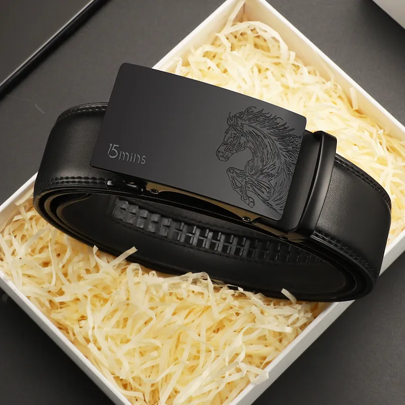 15 MINS Cow Split Leather Belts Men's Width 3.5cm-3