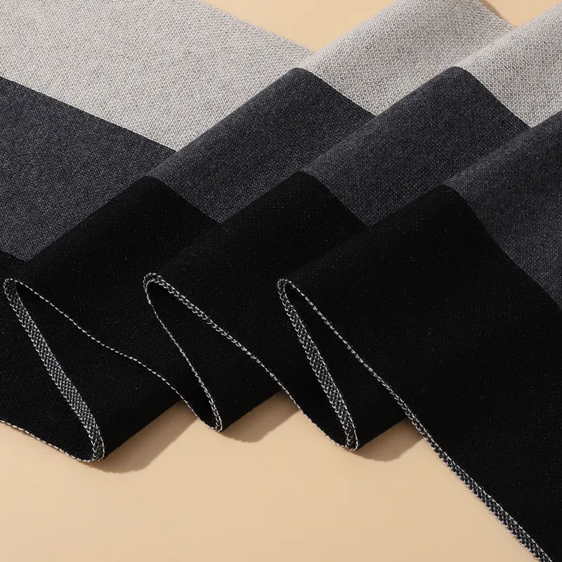 15 MINS Wool Knit Scarves Unisex Black Gray Beige-1