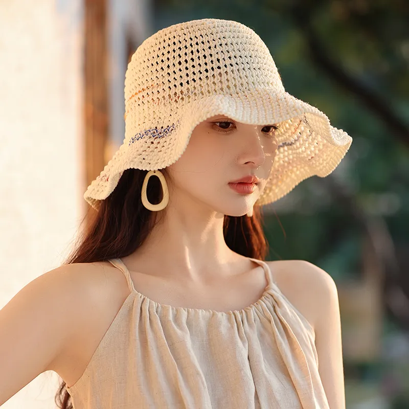 15 MINS Imitation Papyrus Bucket Hats Women's-3