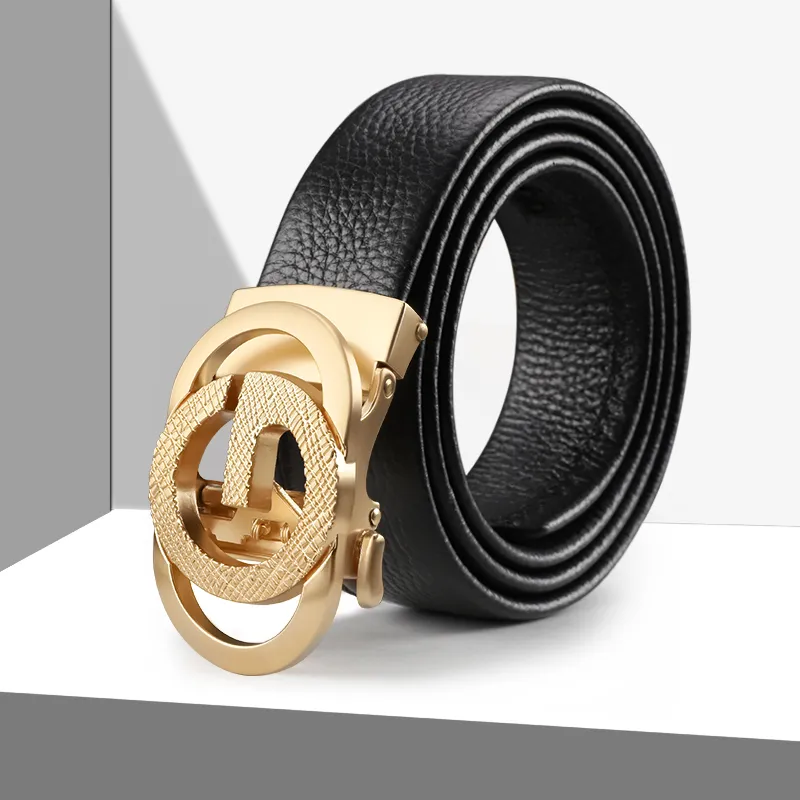 15 MINS High End Trendy Business Fashion Casual Top Grain Cow Leather Leather Belts Men's 3.5cm-13